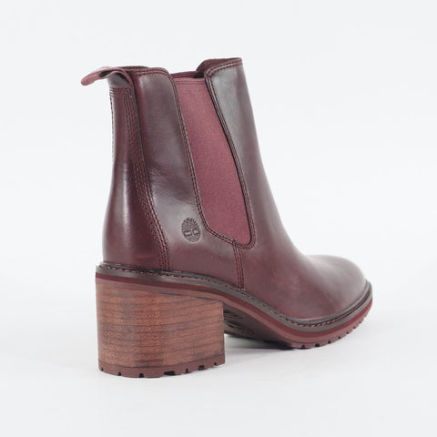 Womens Timberland Sienna High A23KA Dark Red Leather Pull On Chelsea Boots