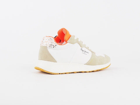 Womens Pepe Jeans Koko Sweet PLS30843 White Beige Lace Up Casual Sports Trainers