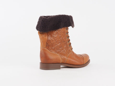 Womens Timberland Lucile 25686 Tan Leather Lace Up Teddy Winter Casual Boots