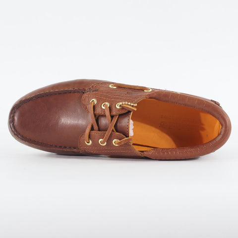Mens Timberland Authentic Handsewn A68QY Brown Leather Lace Up Casual Boat Shoes