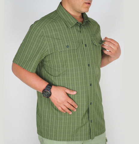 Mens Jack Wolfskin Thompson 1401041 Burnt Olive Short Sleeved Shirt 