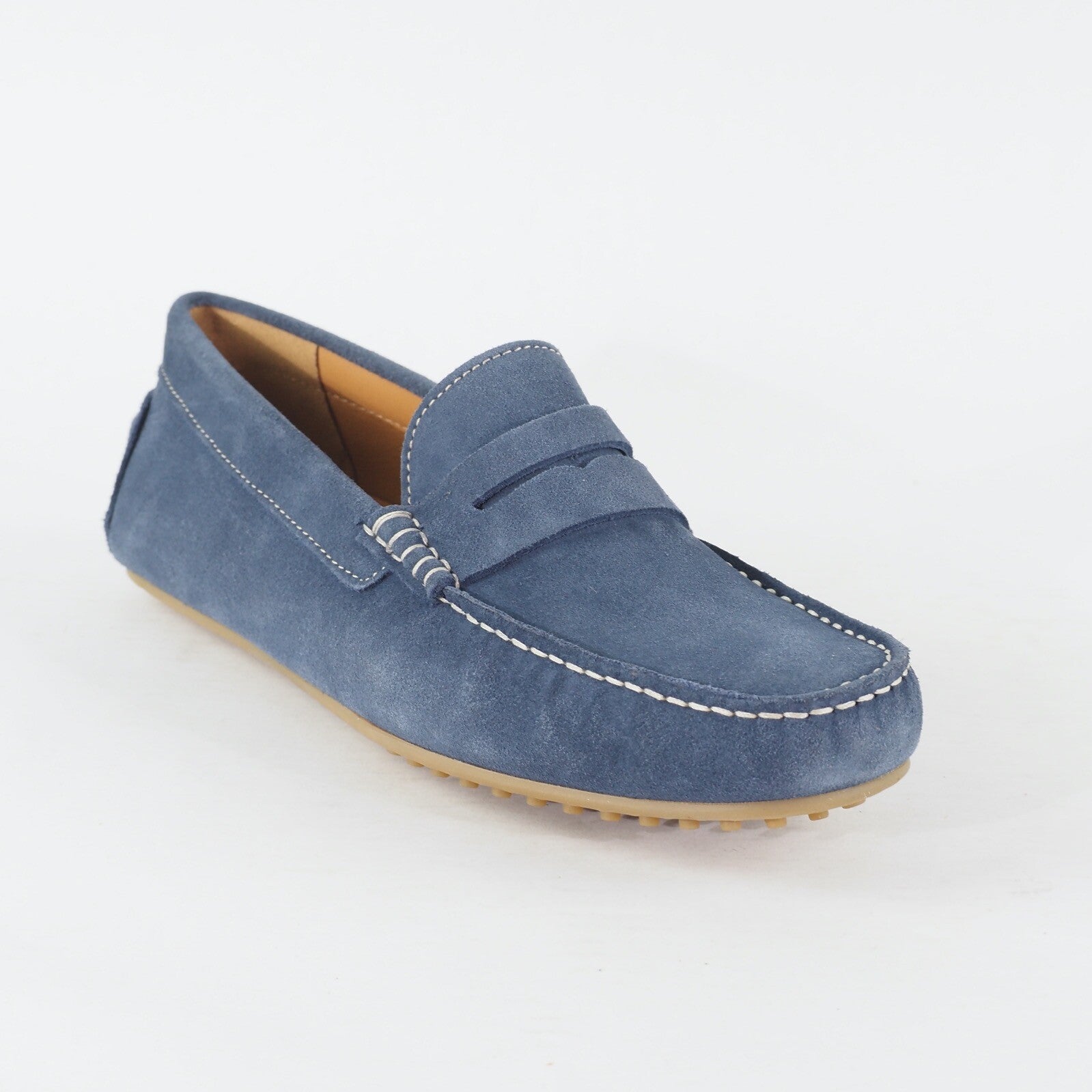 Mens Hackett London HMS20780 551 Richmond Driver Blue Leather Slip On Loafers
