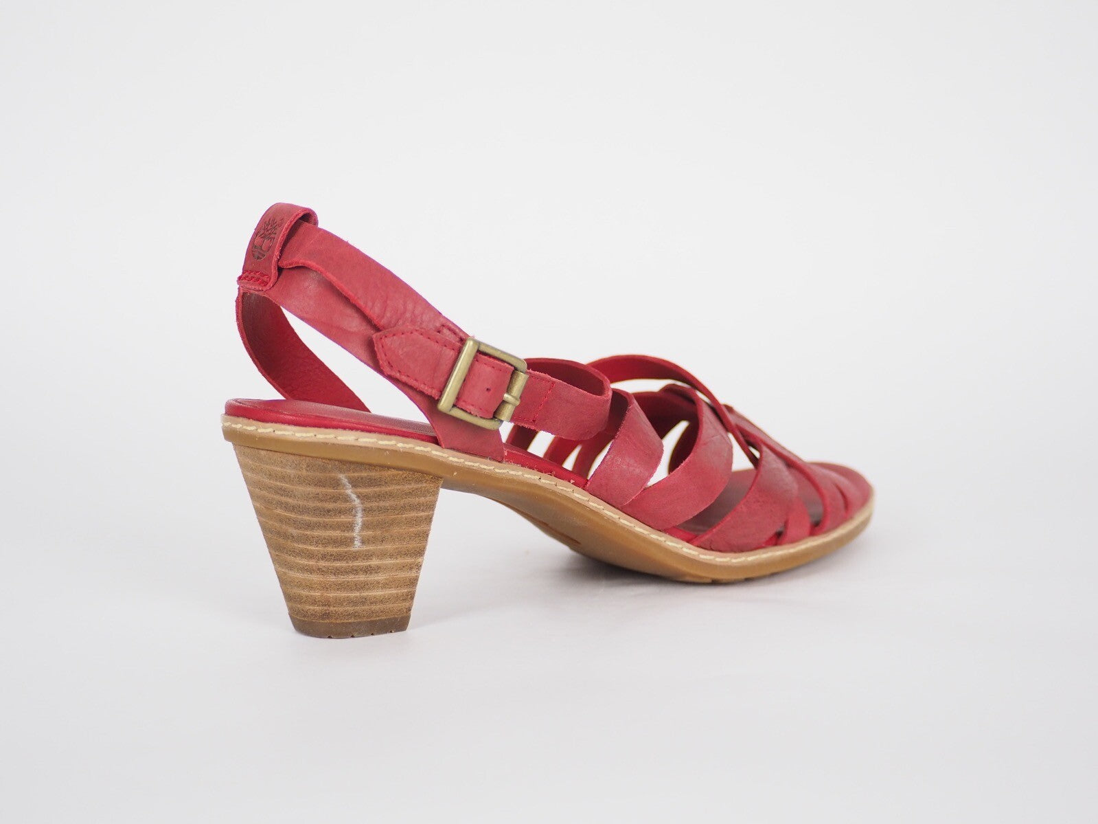 Womens Timberland EK 27690 Red Leather High Heel Summer Casual Strappy Sandals