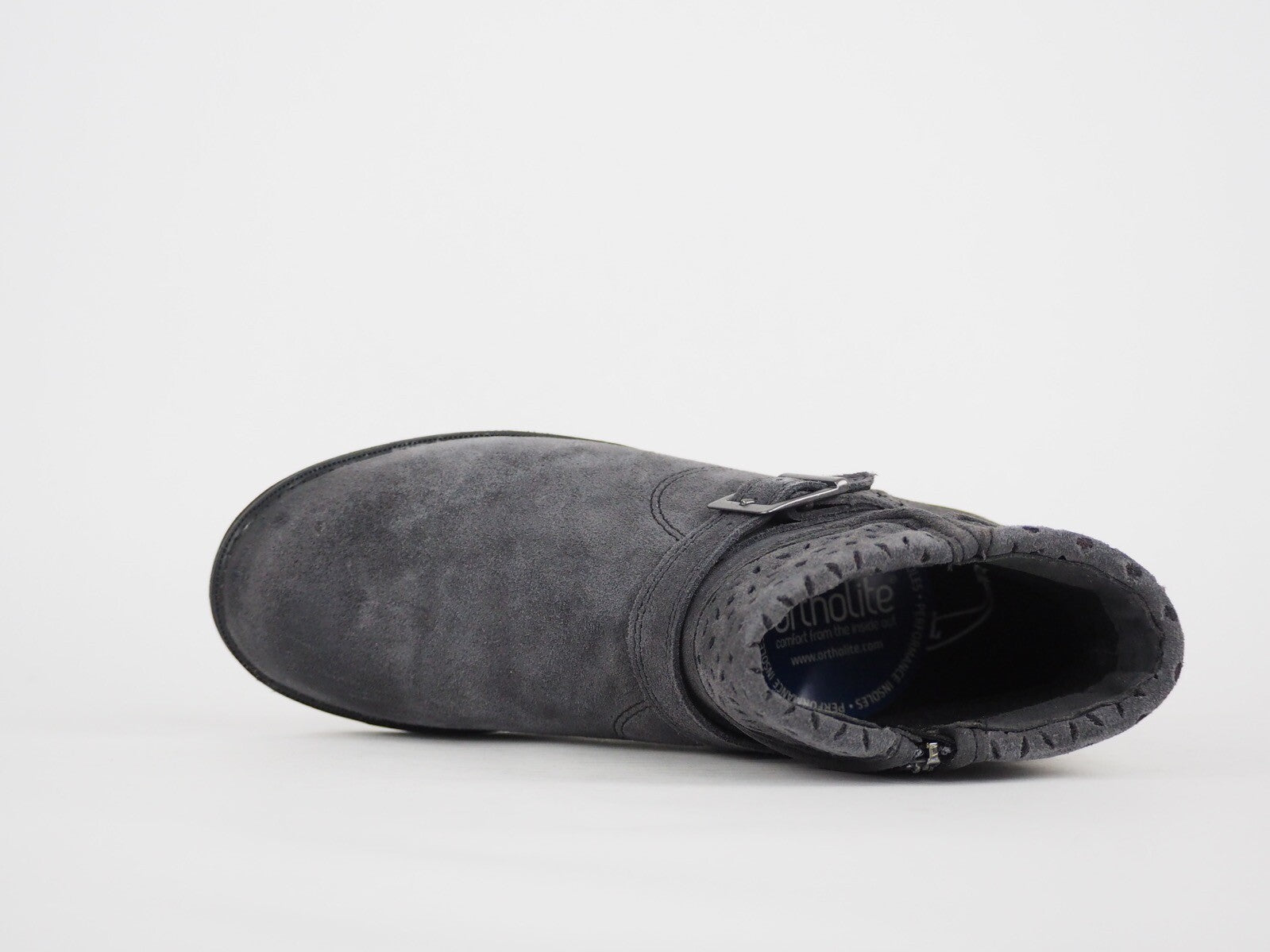 Girls Timberland Brixham Fold Down A1C4C Grey Leather Zip Up Casual Ankle Boots