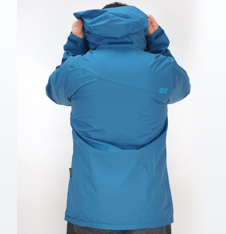 Mens Jack Wolfskin Affinity Logo 5006551 Moroccan Blue Hiking Hooded Jacket