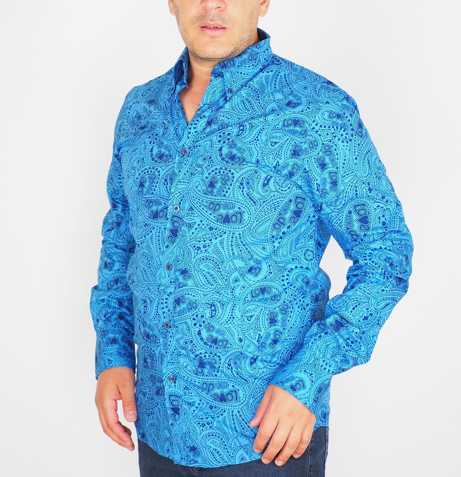 Mens The Original Ben Sherman MA1270M Paisley Alaskan Blue The Beatles Shirt