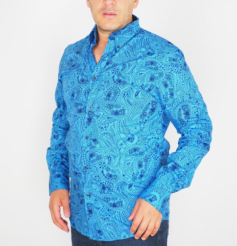 Mens The Original Ben Sherman MA1270M Paisley Alaskan Blue The Beatles Shirt