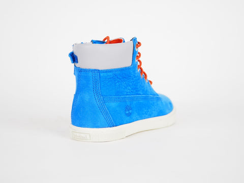 Boys Timberland 7584R Blue Leather Lace Up Winter Walking Zip On Side Boots