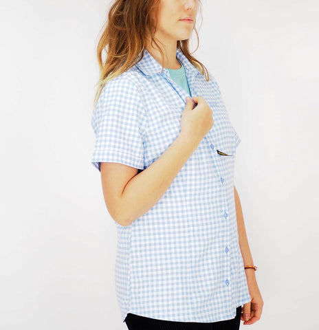 Womens Jack Wolfskin Kepler 1401723 Pale Purple Checks Light Short Sleeve Shirt