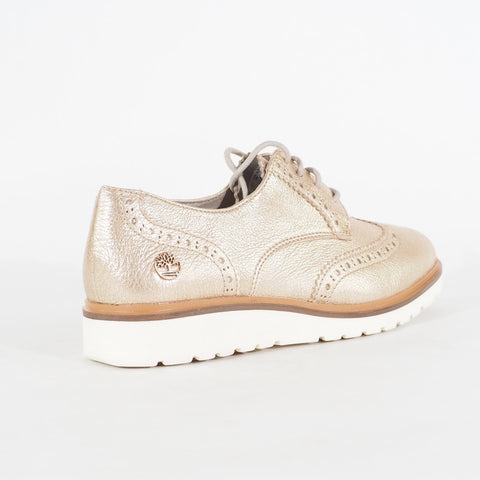 Womens Timberland Ellis Street Oxford A1XUA Gold Leather Lace Up Walking Shoes