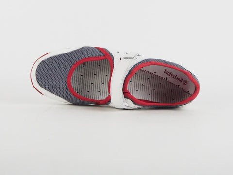 Womens Timberland Mary Jane 27645 White Grey Textile Touch Fasten Comfort Shoes