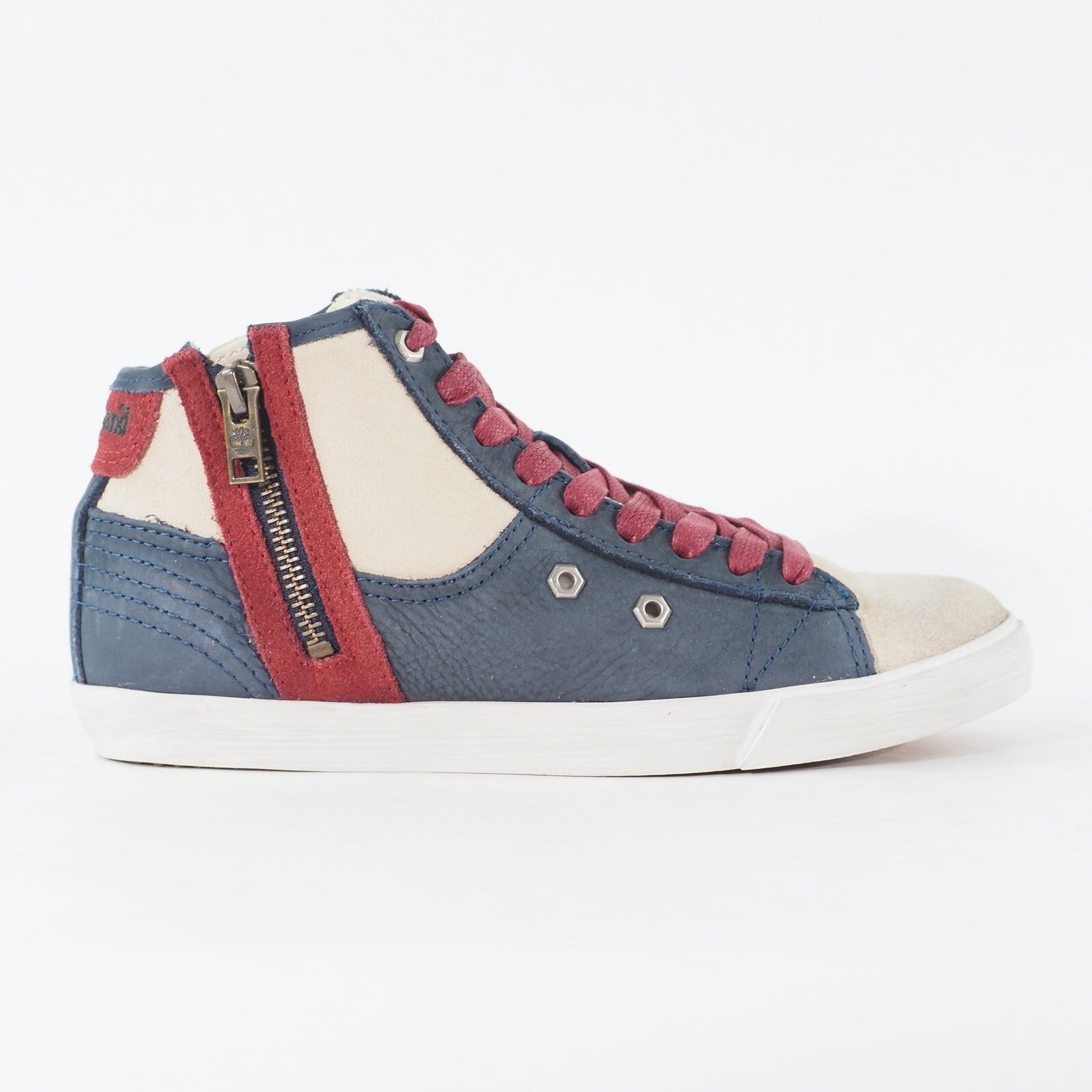 Womens Timberland EK Glastenbury Chukka 8666A Navy Off White Leather Zip Boots