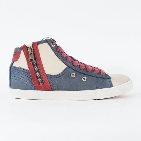 Womens Timberland EK Glastenbury Chukka 8666A Navy Off White Leather Zip Boots