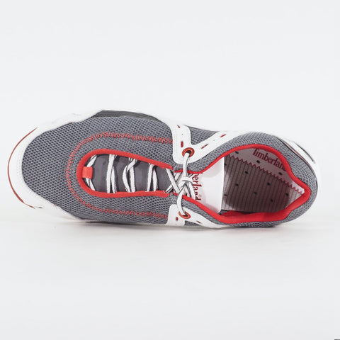 Womens Timberland Ox 27640 White / Grey Leather Fabric Lace Up Sporting Shoes