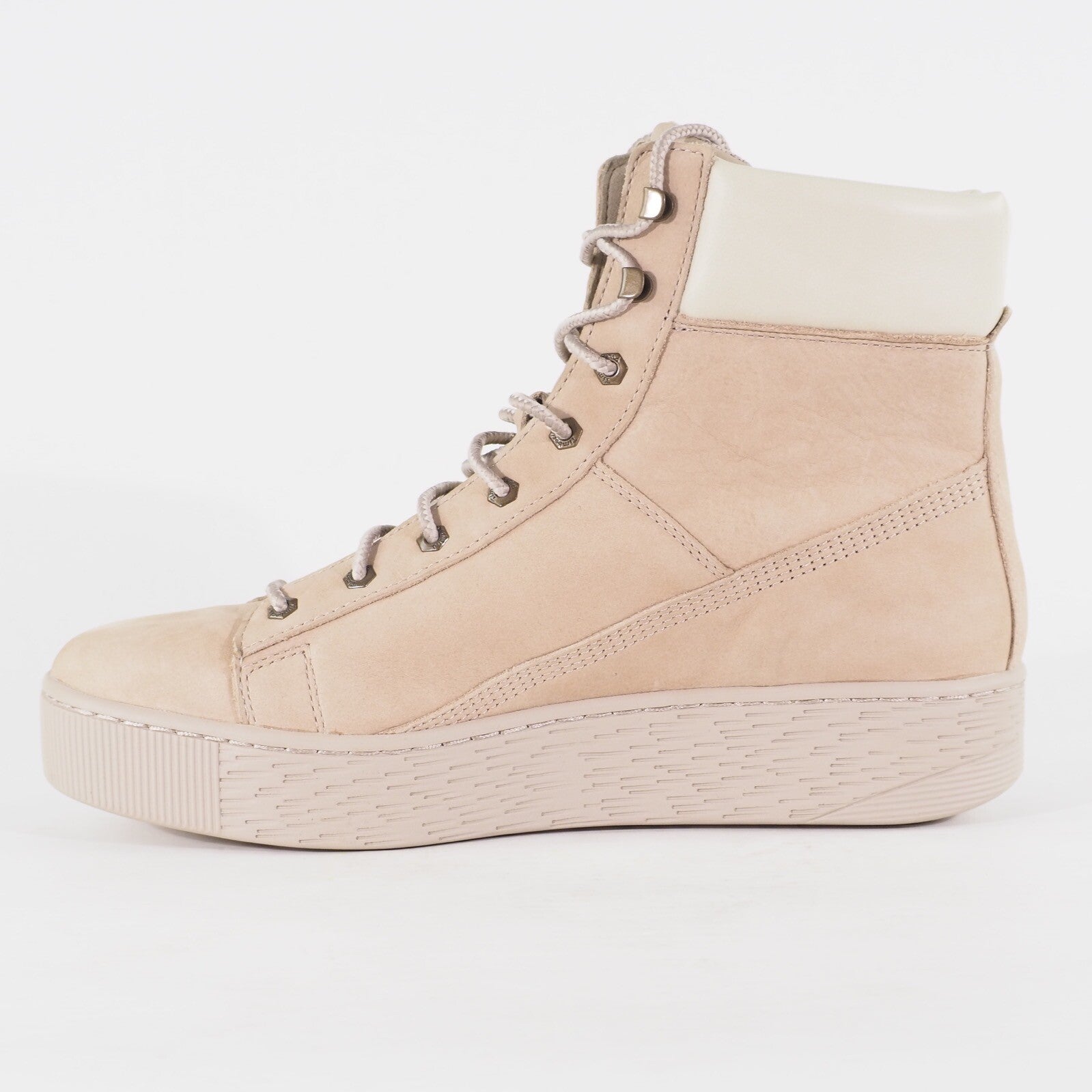 Womens Timberland Marblesea A21NC Beige Leather Lace Up Casual Walking Boots