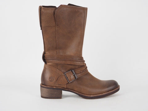 Womens Timberland Whittemore A12I1 Dark Brown Leather Side Zip Winter Boots