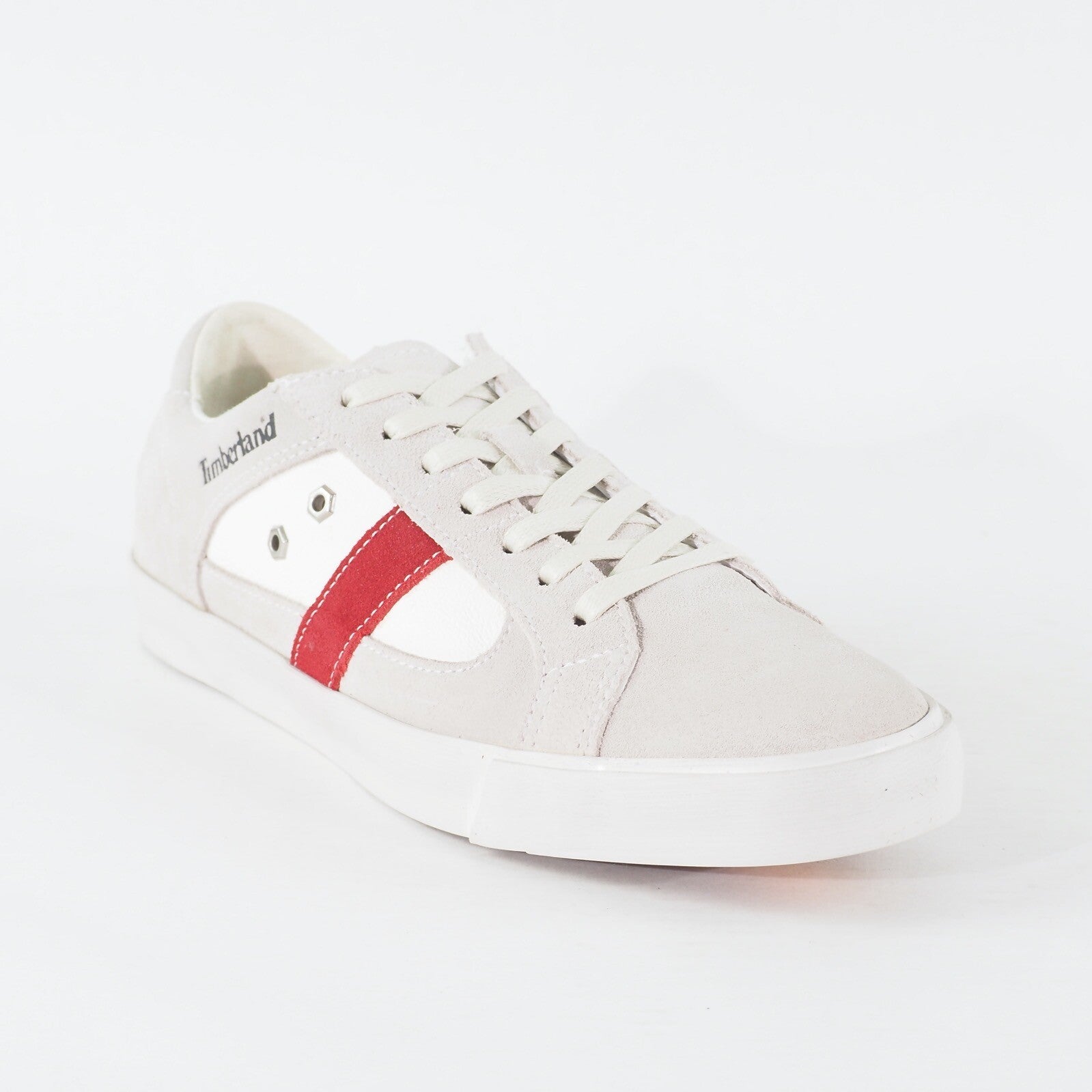 Mens Timberland EK Glastenbury Ox 9609A Off White Leather Lace Up Casual Trainer