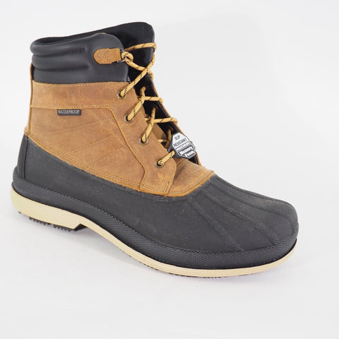 Mens Skechers Robards 77065 Balck Tan Duck Rain Waterproof Slip Resistant Boots 