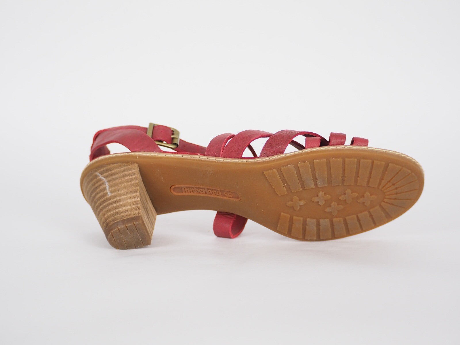 Womens Timberland EK 27690 Red Leather High Heel Summer Casual Strappy Sandals