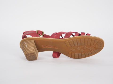 Womens Timberland EK 27690 Red Leather High Heel Summer Casual Strappy Sandals