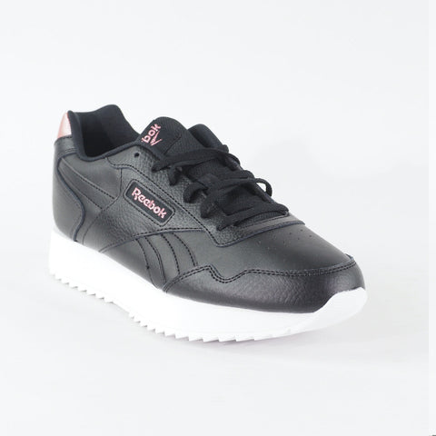Womens Reebok Glide Ripple Double ID1961 Black Leather Lace Up Casual Trainers
