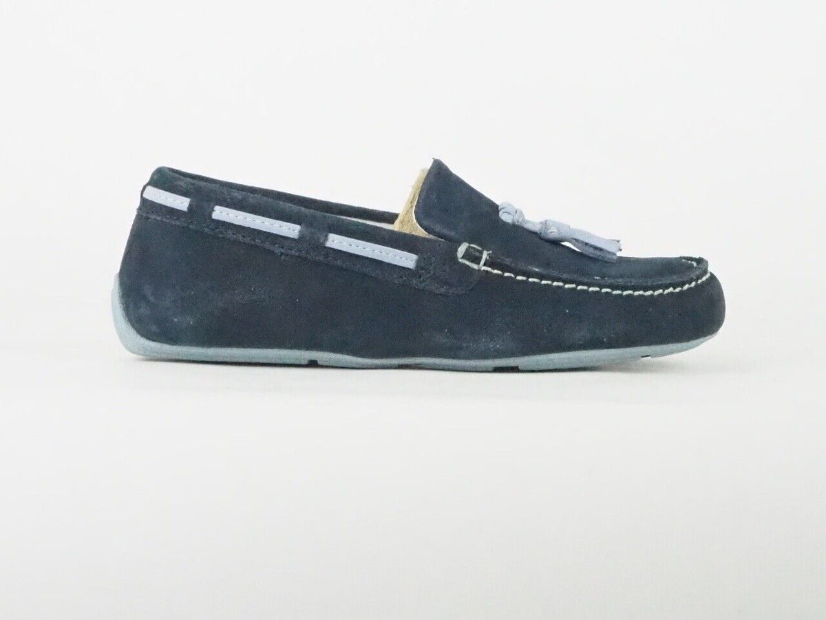 Youths Timberland Baldaci Driver 31737 Navy Leather Girls Slip On Shoes 
