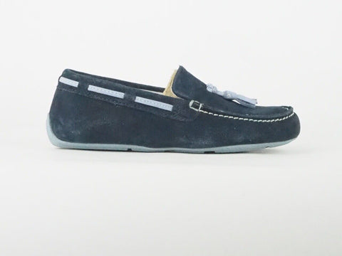 Youths Timberland Baldaci Driver 31737 Navy Leather Girls Slip On Shoes 