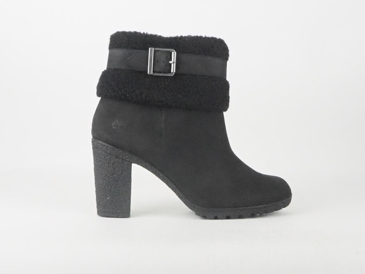 Womens Timberland Atlantic Heights Fur Collar A16CB Black Leather Boots  