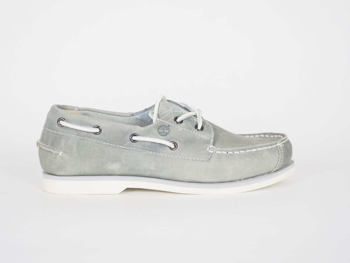 Junior Girls Timberland 2 Eye 4690R Grey Leather Boat Shoes UK 5