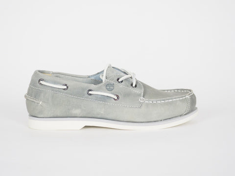 Junior Girls Timberland 2 Eye 4690R Grey Leather Boat Shoes UK 5