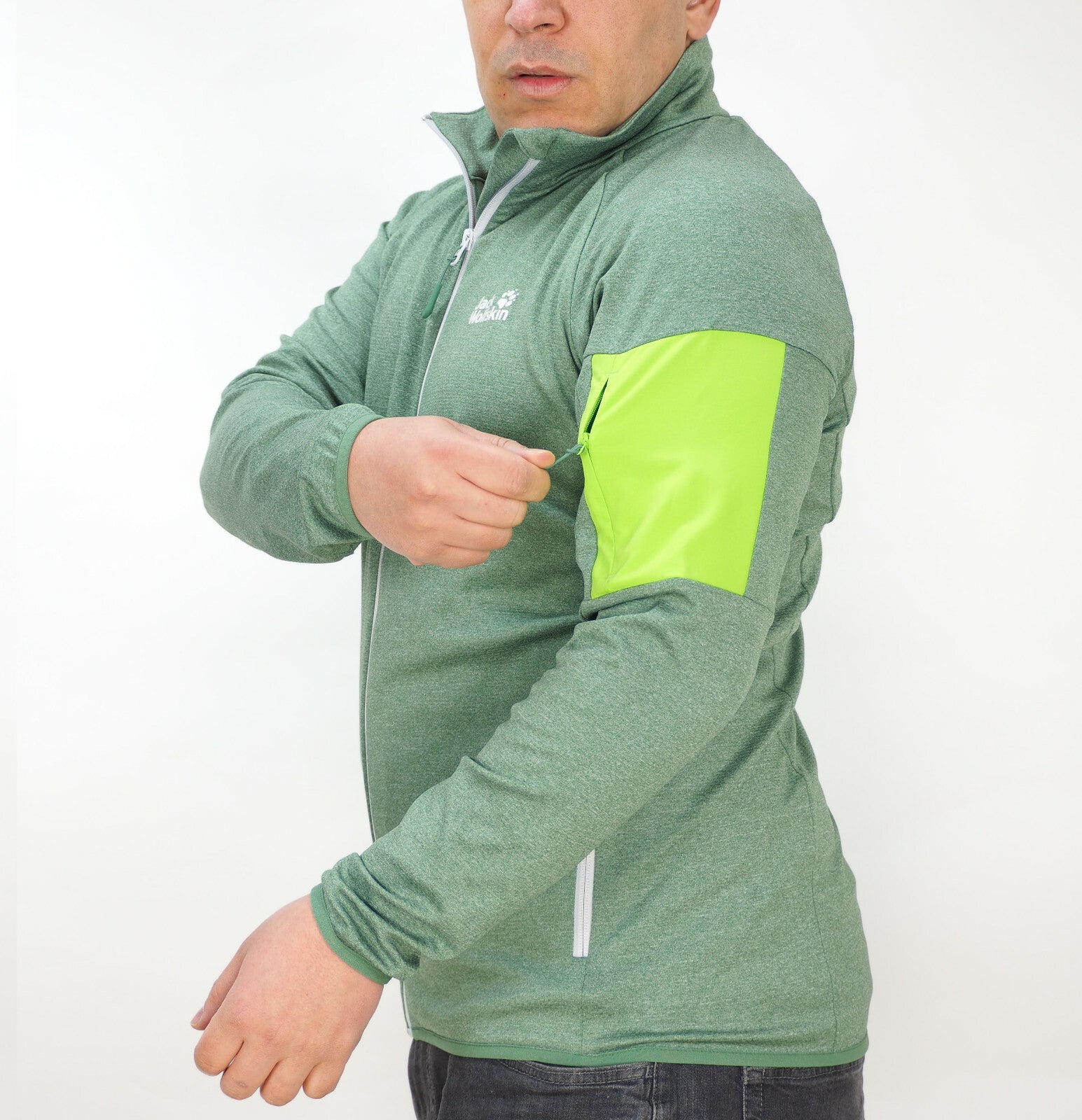 Mens Jack Wolfskin Milford Breathable Zip Up Sage Sports Jacket