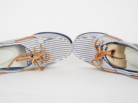 Womens Timberland Classic 2 Eye 8910A Navy Stripe Canvas Boat Shoes UK 3.5