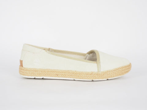 Womens Timberland Casco Bay A17E2 Beige Leather Casual Slip On Flats Shoes