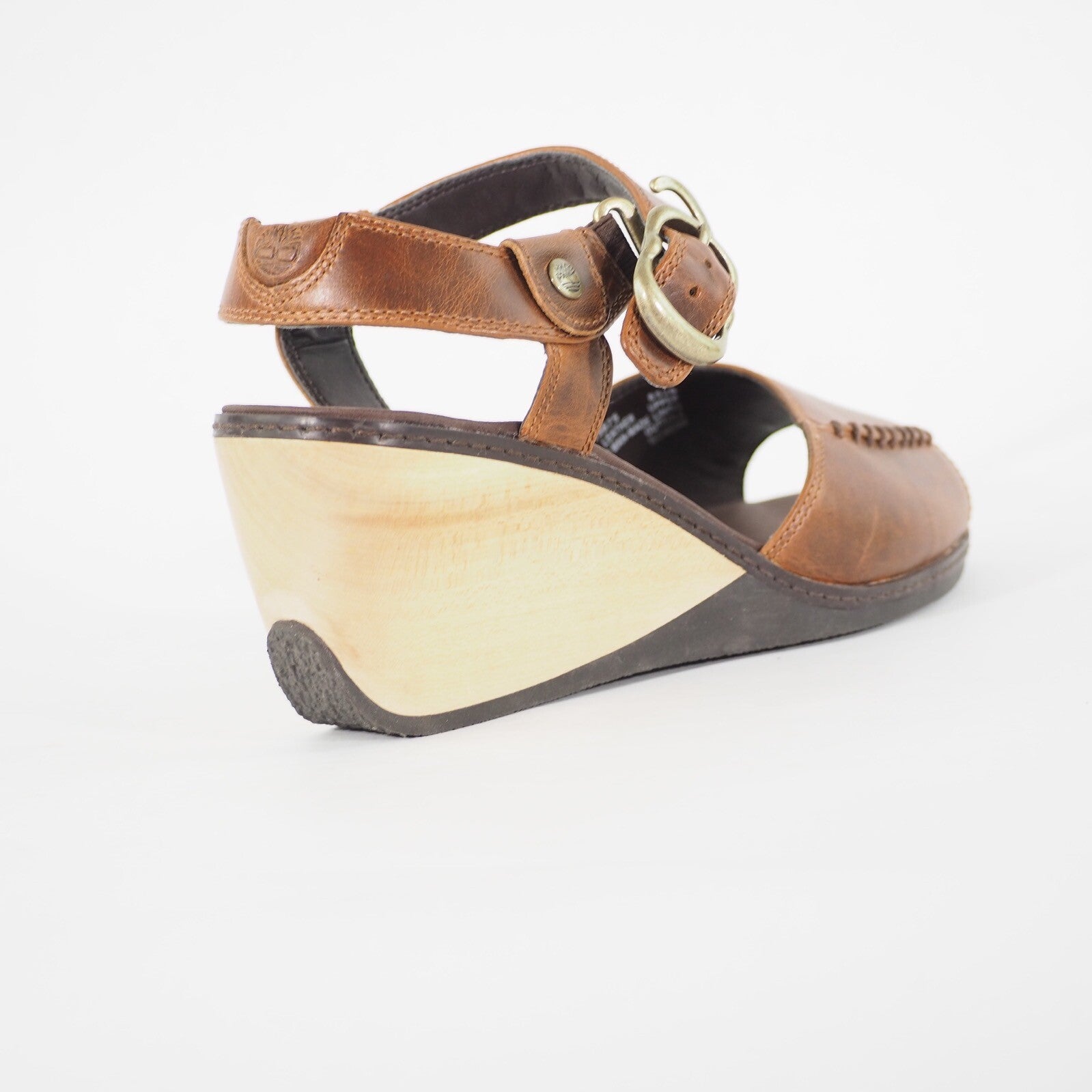 Womens Timberland Lascaux 15675 Brown Leather Open Toe Strap Up Walking Shoes 