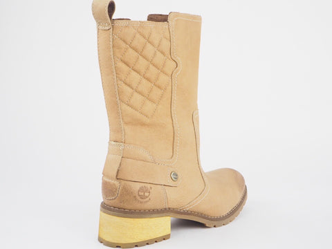 Womens Timberland Apley Mid 1618RW Beige Leather Pull On Waterproof Ladies Boots