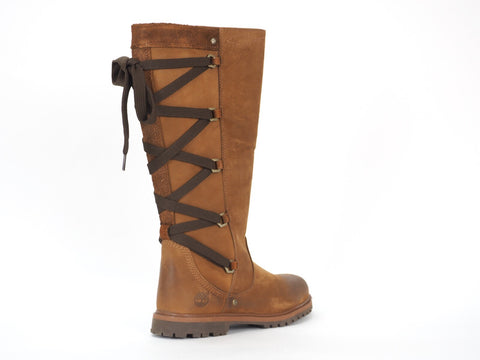 Womens Timberland Premium Tundra 87378 Brown Leather Zip Up Tall Casual Boots
