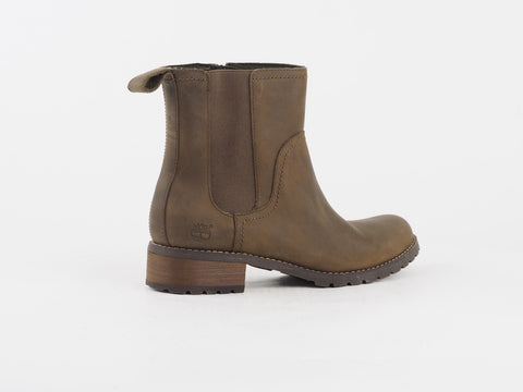 Womens EK Bethel 3351R Dark Tan Leather Casual Winter Shoes Zip Up Chelsea Boots