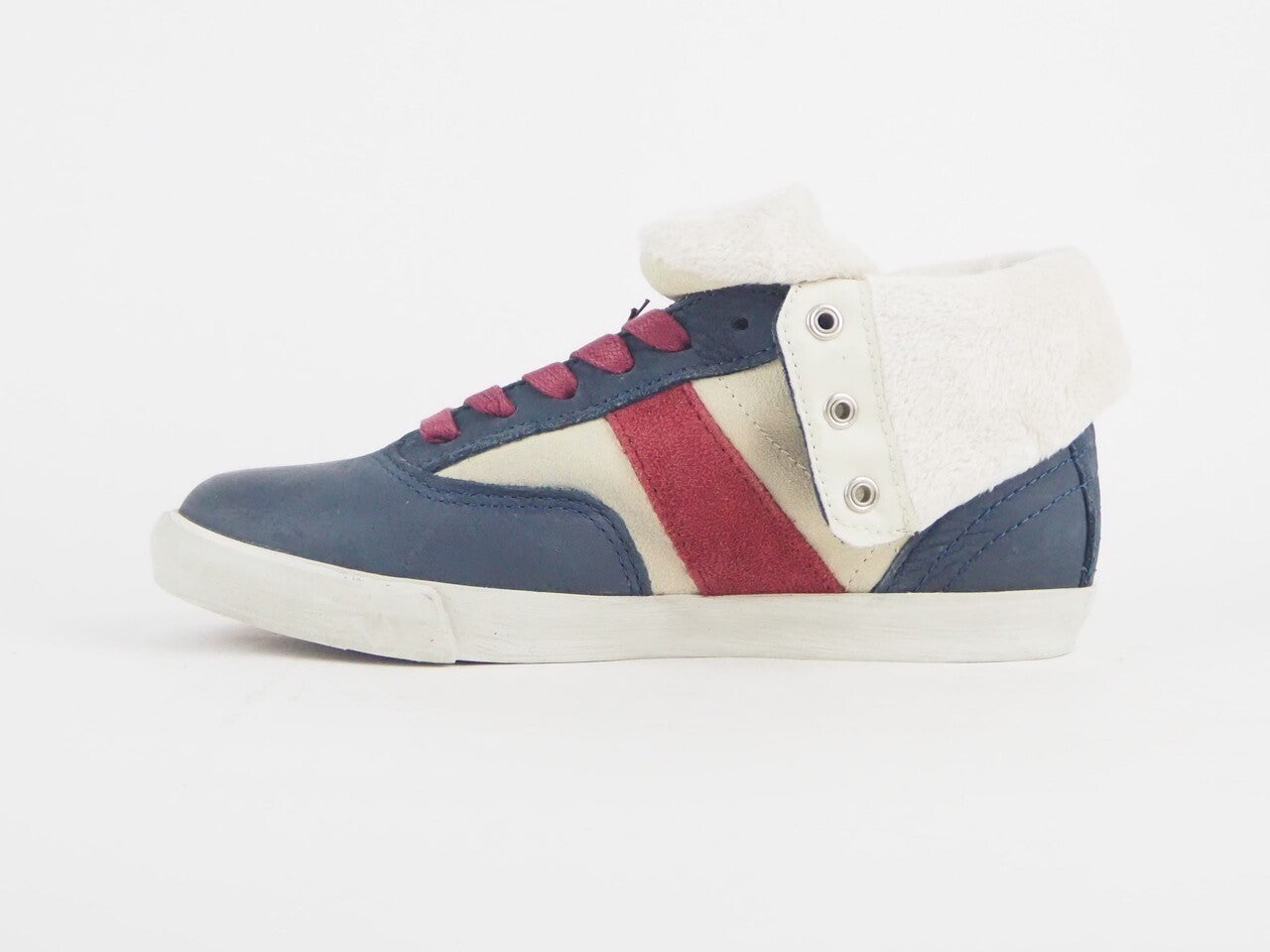 Womens Timberland Ek Glastenbury Roll Top 8667A Leather Blue Red Chukka Boots