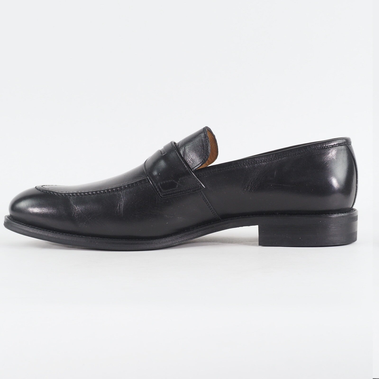 Mens John White Stamford Black Leather Slip On Formal Walking Shoes