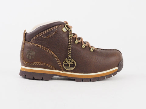 Boys Timberland Splitrock 96720 Brown Leather Walking Shoes Lace Up Hiking Boots