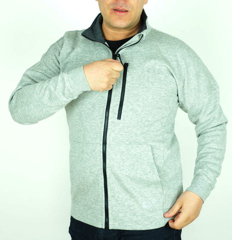 Mens Jack Wolfskin Nanuk 1707241 Light Grey Zip Up Warm Insulated Sweatshirt