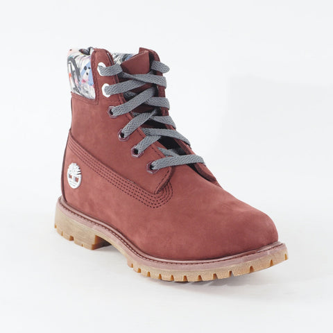 Womens Timberland Premium 6 Inch A1FK7 Burgundy Leather Lace Up Casual Boots