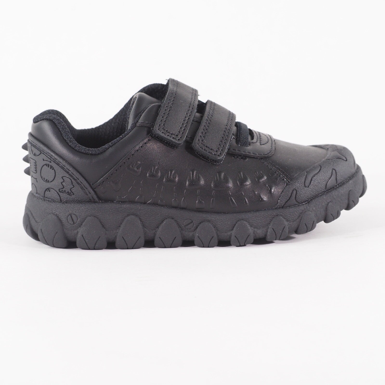 Boys Clarks Tyrex Ride Black Leather Double Strap School Walking Kids Shoes