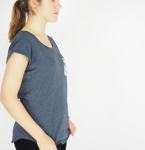 Womens Jack Wolfskin Moana 5011151 Night Blue Pocket Casual Regular Fit T Shirt