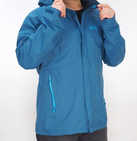 Mens Jack Wolfskin Affinity Logo 5006551 Moroccan Blue Hiking Hooded Jacket