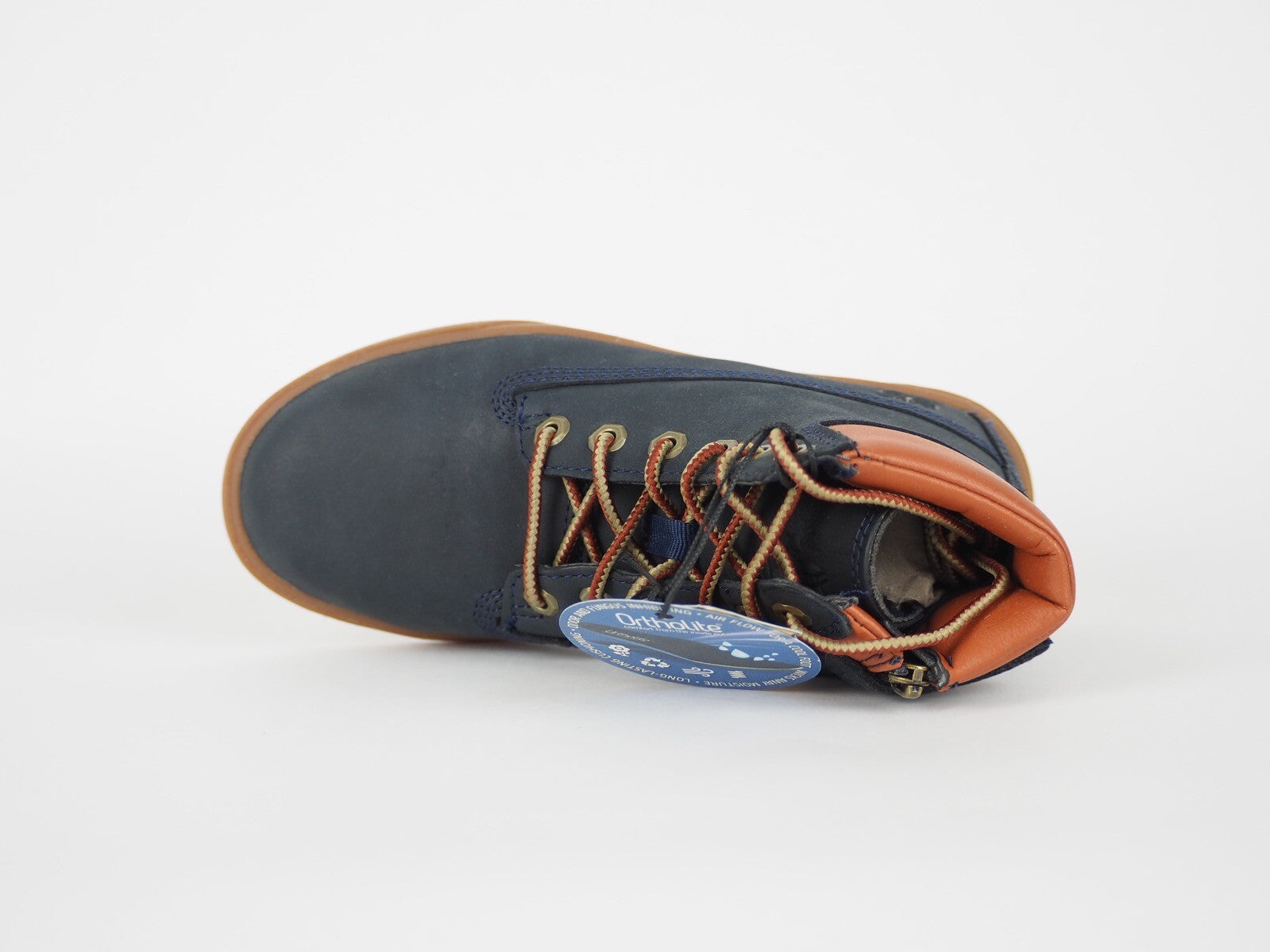 Boys Timberland Groveton A143X Blue Leather Lace Up Kids Winter Chukka Boots