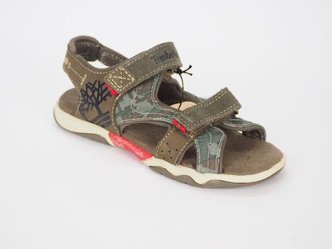 Boys Timberland Earthkeepers 1284A Dark Olive Leather 2 Strap Summer Sandals