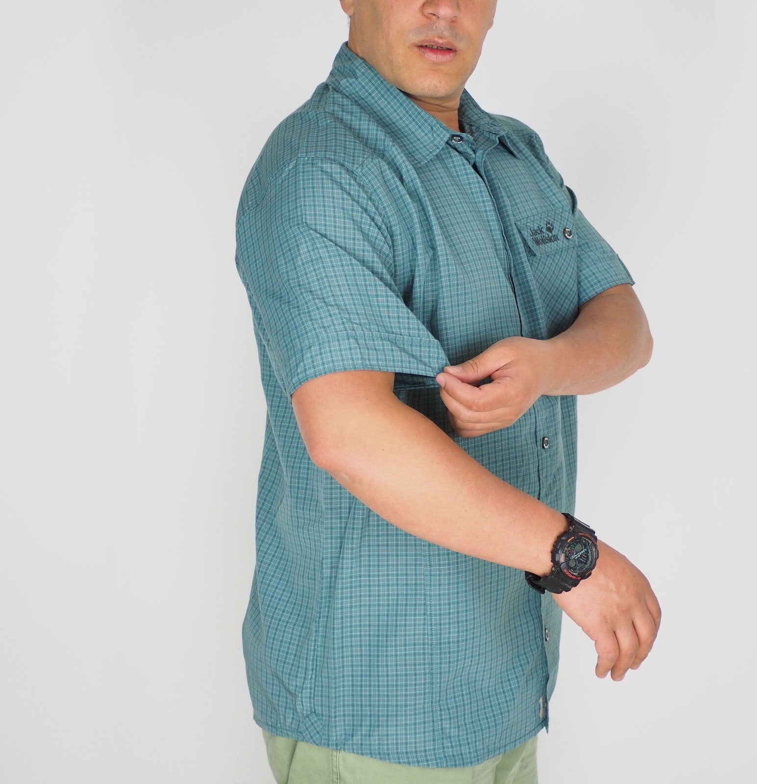 Mens Jack Wolfskin 5009321 North Atlantic Checks Short Sleeved Shirt 