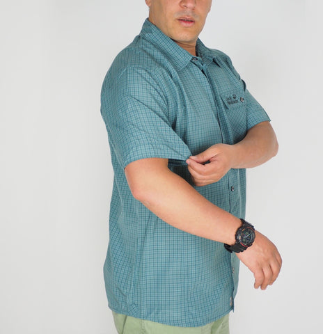 Mens Jack Wolfskin 5009321 North Atlantic Checks Short Sleeved Shirt 