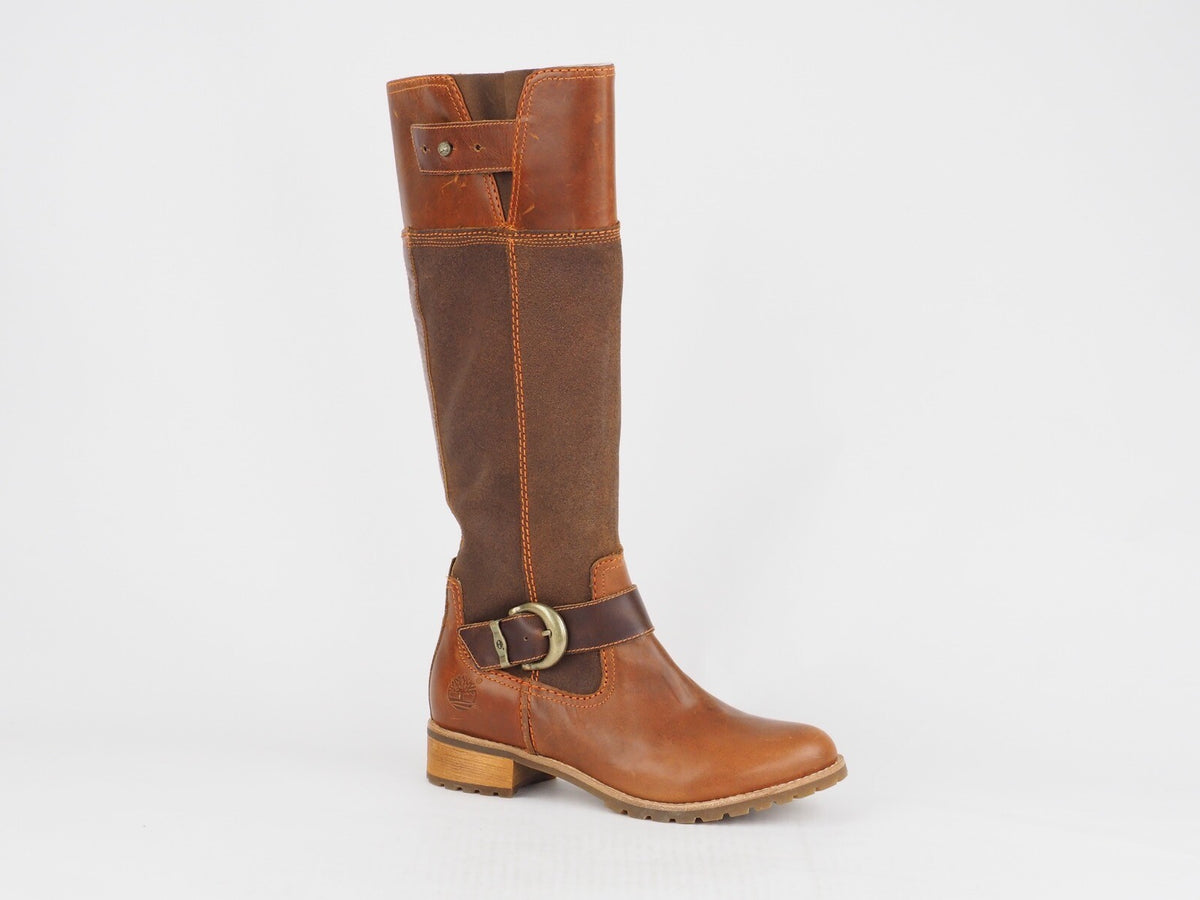 Womens Timberland Bethel 26639 Brown Leather Pull On Shoes Winter Tall Boots